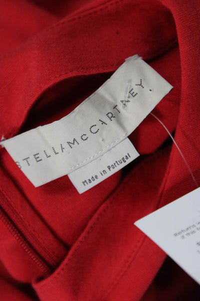 Stella McCartney Womens Bodycon Sheath Dress Red Cotton Zip Round Neck Size 38