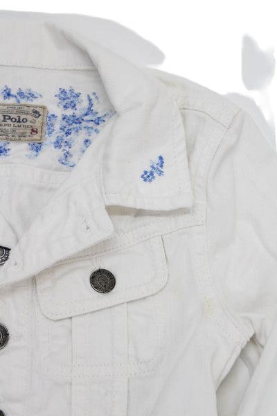 Polo Ralph Lauren Girls Long Sleeve Button Up Jean Jacket White Size 3