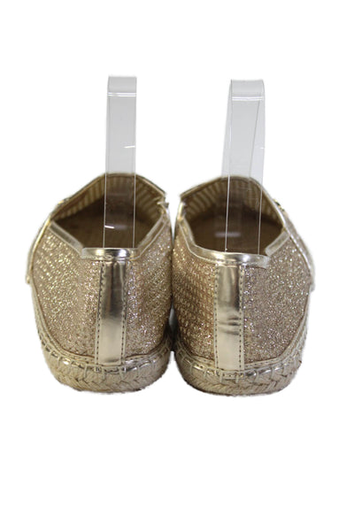 Michael Michael Kors Womens Glitter Laser Cut Espadrilles Loafers Gold Size 6.5