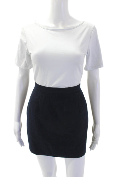 Talbots Women Mini Pencil Skirt Dark Blue Wool Petites Size 10