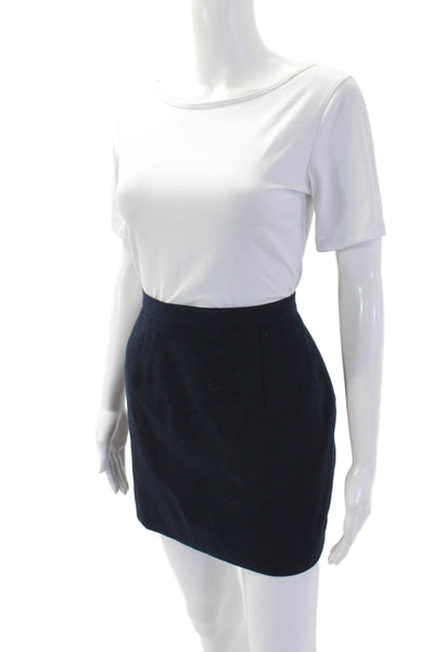 Talbots Women Mini Pencil Skirt Dark Blue Wool Petites Size 10