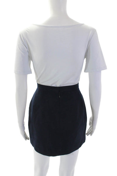 Talbots Women Mini Pencil Skirt Dark Blue Wool Petites Size 10