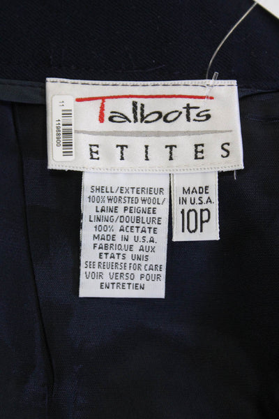 Talbots Women Mini Pencil Skirt Dark Blue Wool Petites Size 10