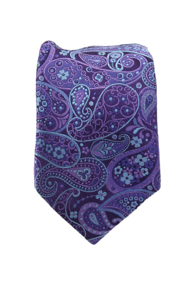 Ted Baker Mens Silk Textured Abstract Pattern Sleek Tie Purple OS