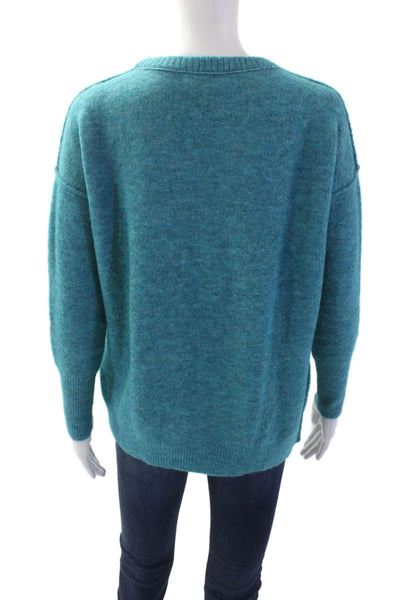 Velvet Women Pullover Sweater Blue Crew Neck Long Sleeve Alpaca Blend Size XS