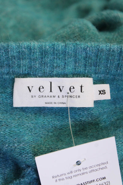 Velvet Women Pullover Sweater Blue Crew Neck Long Sleeve Alpaca Blend Size XS