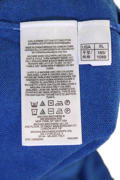 Brooks Brothers Mens Pullover Sweater Blue Mock Neck Zip Supima Cotton Size XL
