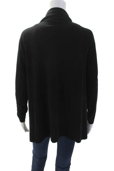 Theory Women Black 100% Wool Long Sleeve Cardigan Size PP