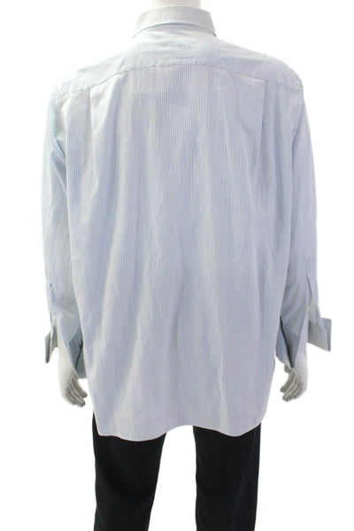 Bergdorf Goodman Mens Striped Light Blue Point-Collar Dress Shirt Size XL