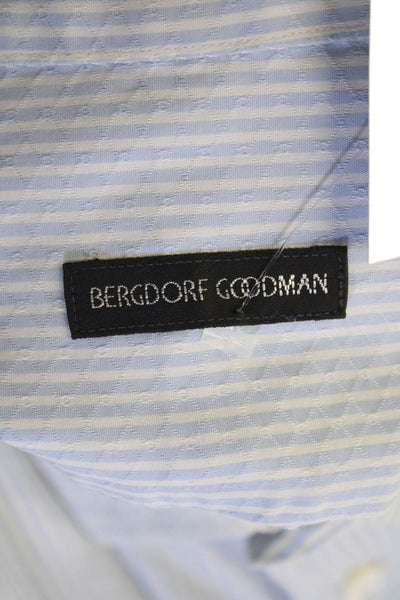 Bergdorf Goodman Mens Striped Light Blue Point-Collar Dress Shirt Size XL