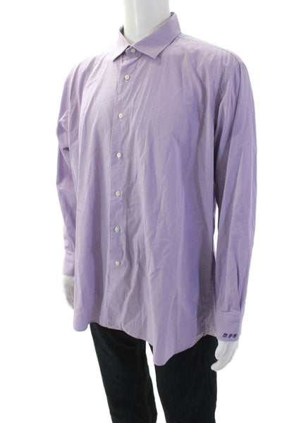 Victor Talbots Mens Cotton Gingham Print Button Down Shirt Purple Size XL