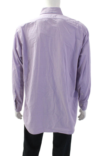Victor Talbots Mens Cotton Gingham Print Button Down Shirt Purple Size XL
