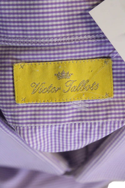 Victor Talbots Mens Cotton Gingham Print Button Down Shirt Purple Size XL