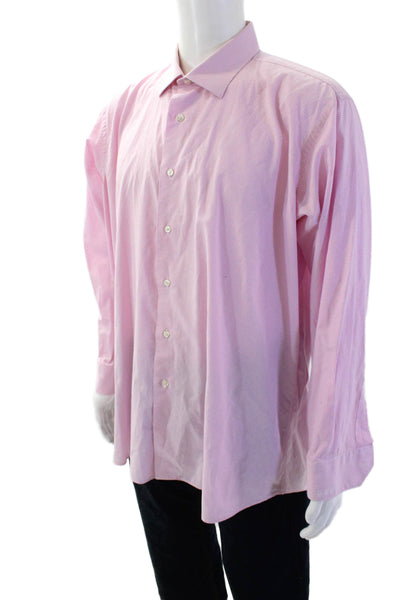 Victor Talbots Mens Cotton Gingham Print Button Down Shirt Pink Size XL