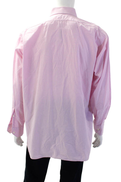 Victor Talbots Mens Cotton Gingham Print Button Down Shirt Pink Size XL