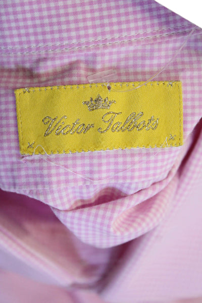 Victor Talbots Mens Cotton Gingham Print Button Down Shirt Pink Size XL