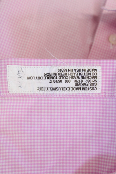 Victor Talbots Mens Cotton Gingham Print Button Down Shirt Pink Size XL