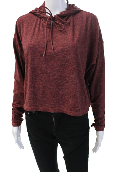 Athleta Women Pullover Hoodie Red Long Sleeve Drawstring Size M