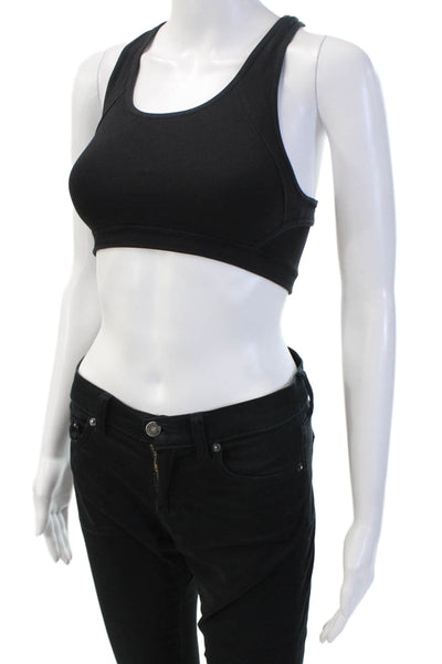 Athleta Womens Racerback Cut Out Detail Athletic Sports Bra Black Size S