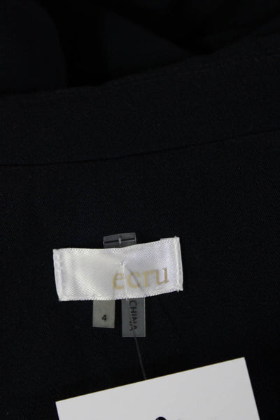 Ecru Women Dark Blue Classic Blazer Button Long Sleeve Size 4