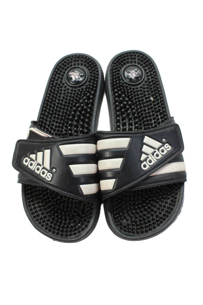 Adidas Womens Striped Detail Textured Sole Casual Slide Sandals Black Size 8
