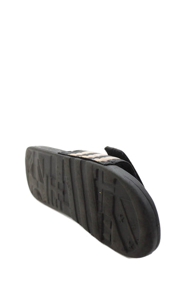 Adidas Womens Striped Detail Textured Sole Casual Slide Sandals Black Size 8