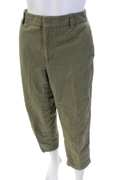 Vince Women Cropped Chino Pants Green Cotton Size 4