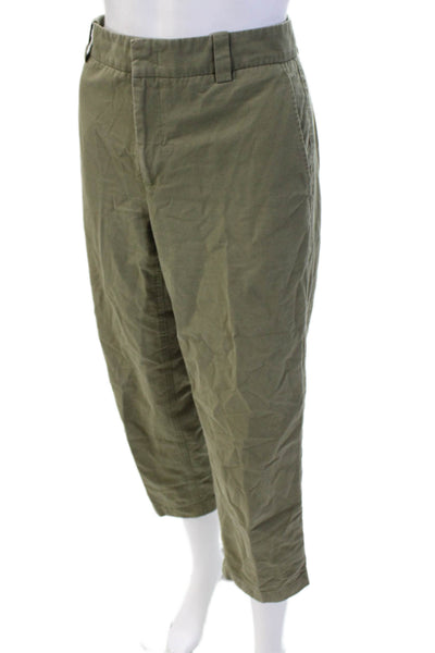 Vince Women Cropped Chino Pants Green Cotton Size 4