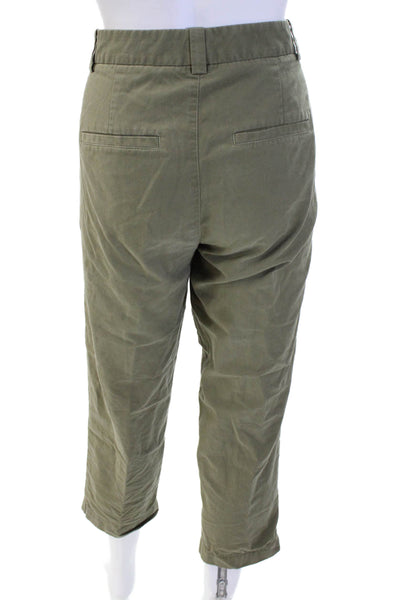 Vince Women Cropped Chino Pants Green Cotton Size 4
