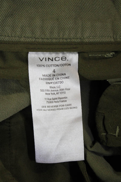 Vince Women Cropped Chino Pants Green Cotton Size 4