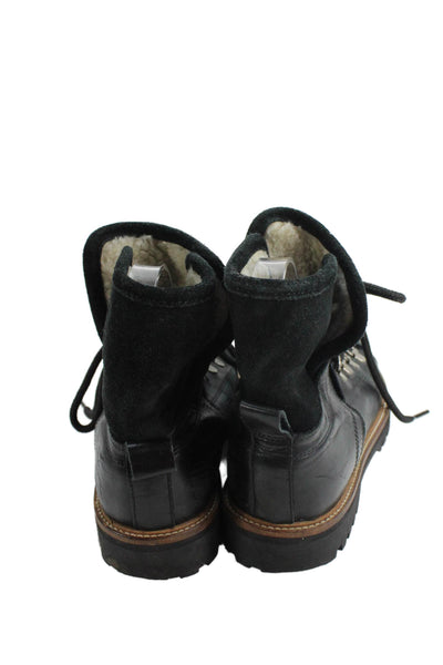Ganni Womens Suede Shearling Lined Lace Up Boots Black Size 6