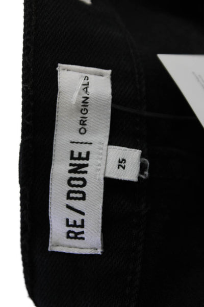 Re/Done Womens Cropped Skinny Jeans Black Mid-Rise Button Size 25