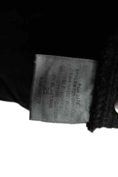 Re/Done Womens Cropped Skinny Jeans Black Mid-Rise Button Size 25