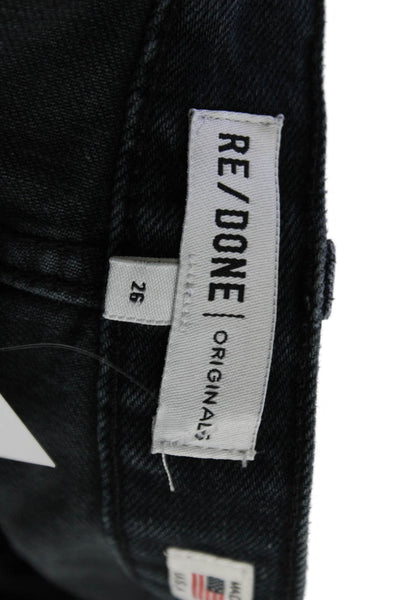 Re/Done Women Ankle Cropped Skinny Jeans Black High Waist Size 26