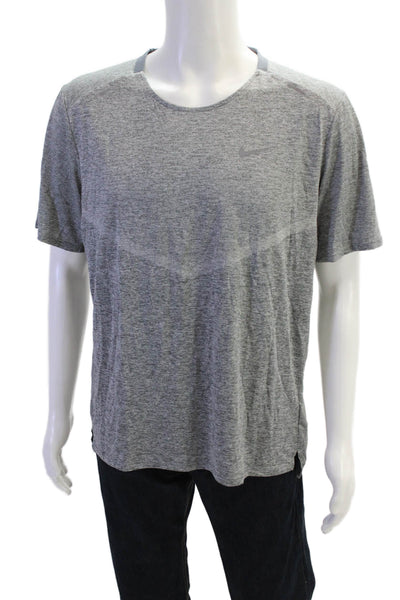 Nike Mens Gray Sports Solid Crew Neck Polyester T-Shirt Size L