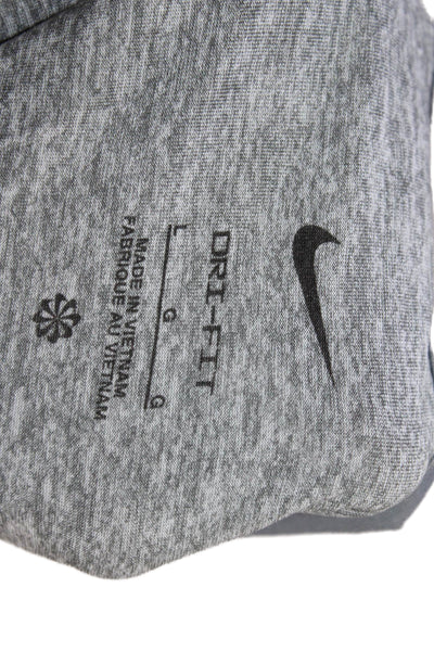 Nike Mens Gray Sports Solid Crew Neck Polyester T-Shirt Size L