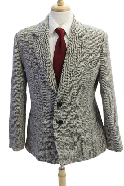 Ronny Kobo Mens Herringbone Sport Coat Gray Poly-Wool Blend Size S