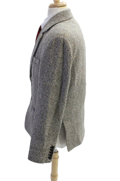 Ronny Kobo Mens Herringbone Sport Coat Gray Poly-Wool Blend Size S