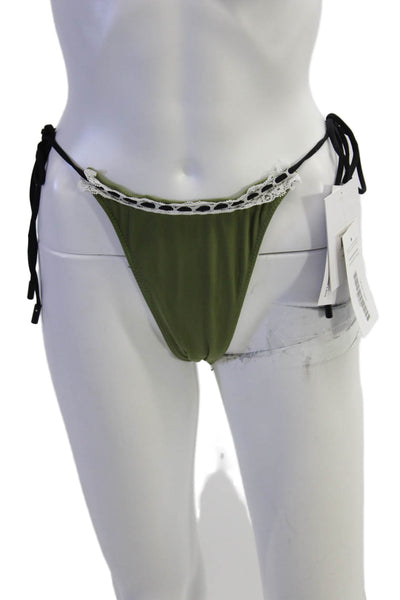 With Jean Women Green Solid Bikini Bottom Nylon/Spandex Size M