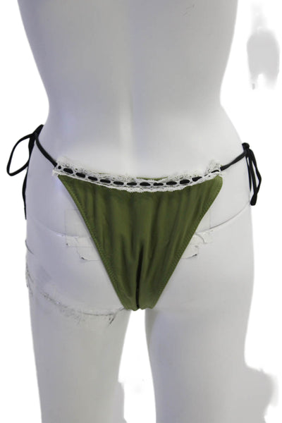 With Jean Women Green Solid Bikini Bottom Nylon/Spandex Size M