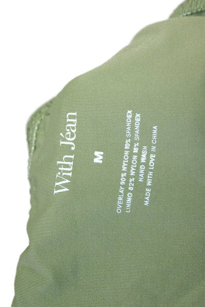 With Jean Women Green Solid Bikini Bottom Nylon/Spandex Size M