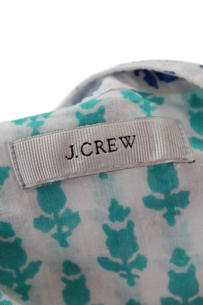 J Crew Womens Tunic Buttonup Blue Floral Maternity Long-Sleeve Size S