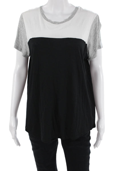 Vince Women Jersey Black Pima Cotton T-Shirt Size L
