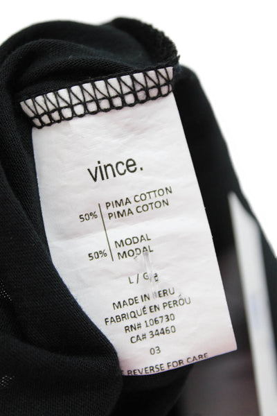 Vince Women Jersey Black Pima Cotton T-Shirt Size L