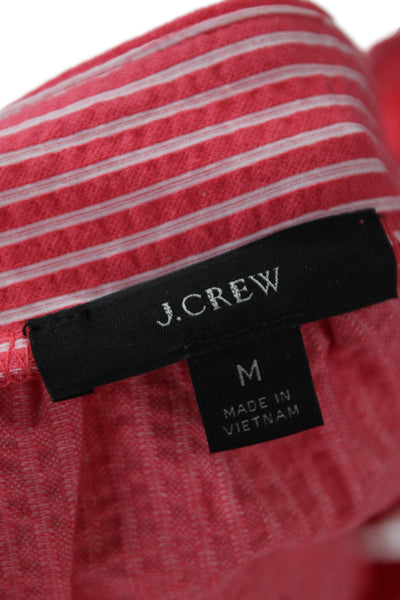 J Crew Women Striped Square Neck Tunic Long Sleeve Red Size M