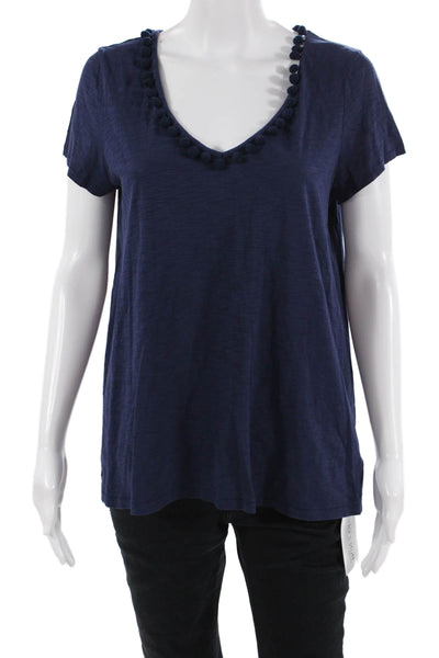Lilly Pulitzer Women Dark Blue V-Neck Pima Cotton Short Sleeve T-Shirt Size M