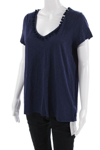 Lilly Pulitzer Women Dark Blue V-Neck Pima Cotton Short Sleeve T-Shirt Size M