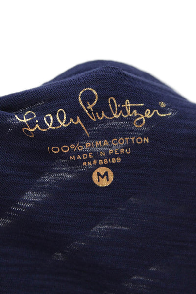 Lilly Pulitzer Women Dark Blue V-Neck Pima Cotton Short Sleeve T-Shirt Size M
