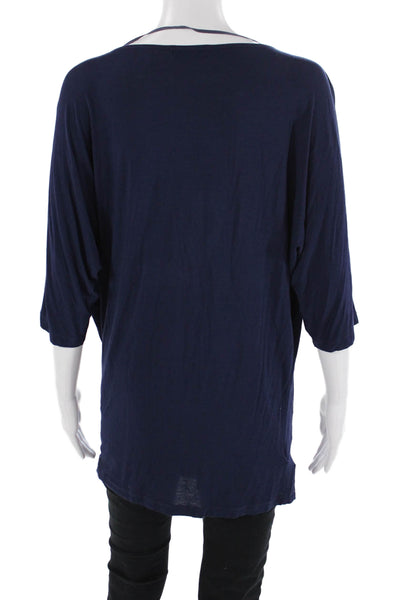 Michael Stars Women Dark Blue Tunic Blouse 3/4 Sleeve Size One Size