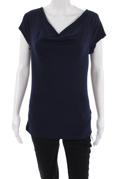 Three Dots Womens Dark Blue Basic Jersey T-Shirt Short Sleeve Size L